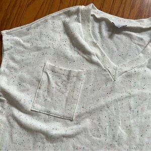 Brand new multi Speckled V-Neck Sleeveless Top Shirt White Birch Small S
